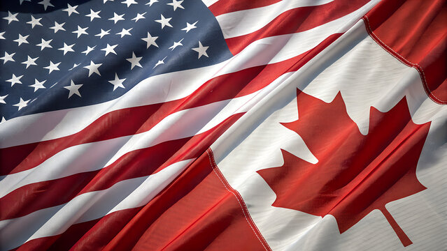 united states and canada flags together symbolizing international partnershi