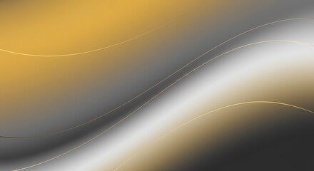 Elegant Abstract Background with Flowing Gold Gray Black and White Curves