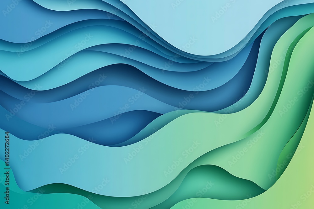Poster abstract background with flowing blue and green gradients blending seamlessly