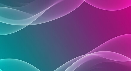 Pink and Teal Flowing Waves Abstract Background with Magenta to Turquoise Gradient