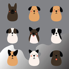 set of funny animals silhouettes set - vector 