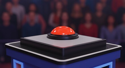 Pushing Red Button at Game Show with Audience Watching