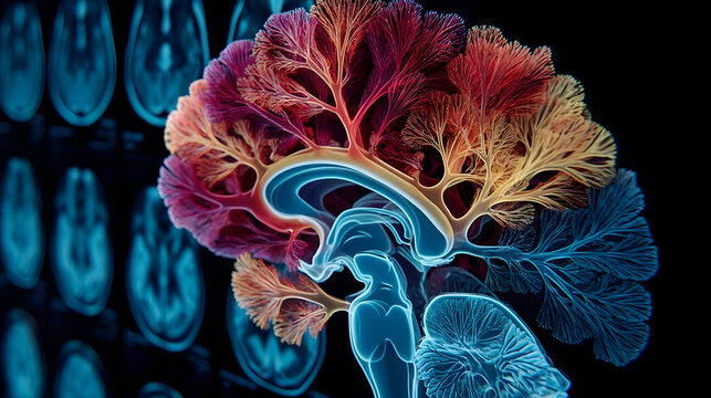 Huntington's Disease Awareness Month Mri scans of human brain displayed in a medical imaging laboratory