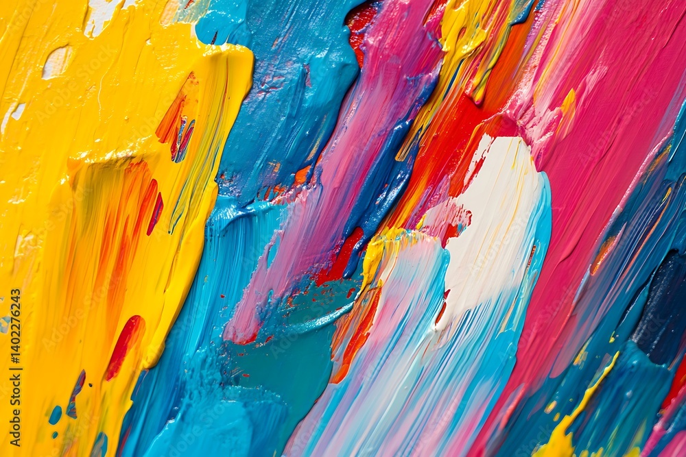 Poster • vibrant abstract background filled with bold splashes of multiple bright colors