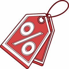 Price tag with percentage sign and layered shadow effect
