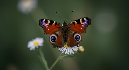 Colorful Butterfly Resting on a Delicate White Flower