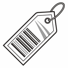 Price tag with minimalist barcode and metallic shine effect