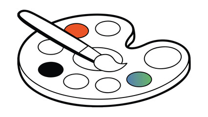Artistic Palette With Paintbrush And Various Colors Illustration Depicting Fine Arts And Creative Painting Process