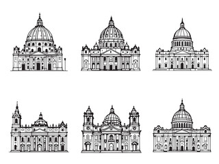 Obraz premium St Peters Basilica Outline Art Landmark Icon