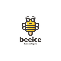 bee ice cream logo vector