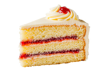 Vanilla Layer Cake Slice with Jam Filling and Cream Frosting