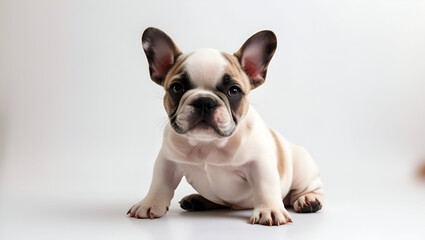 Fototapeta premium Charming French bulldog puppy artwork, standing with a sweet expression, shown on a plain white background