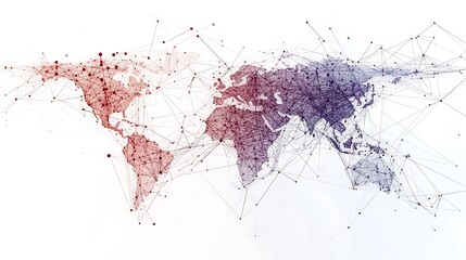 Global Network Connections with  Visual Representation of Worldwide Interconnectivity for technology communication internet data world map concept.