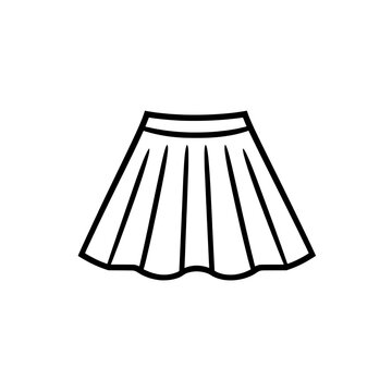 recommend clip art: Schoolgirl-style skirt icon with flared pleats in black outline for fashion, education uniform, and women’s wardrobe concepts