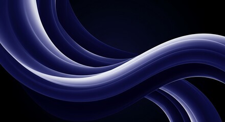 Elegant Flowing Ribbons Abstract Background with Deep Teal and Blue on Dark Seamless Loop