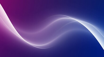 Abstract digital artwork featuring smooth, flowing waves in shades of purple, pink, and blue. The gradient background transitions from dark blue to deep purple, with lighter