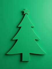 Obraz premium A Minimalist Christmas Tree Silhouette On A Green Background Embodies Simplicity, Creativity, And The Festive Spirit Of The Holiday Season.