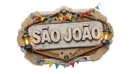 Selo 3D de São João Festa Junina fundo isolado transparente