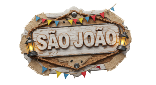 Selo 3D de São João Festa Junina fundo isolado transparente