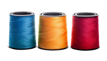 Spool of colourful thread, group, isolated on transparent background