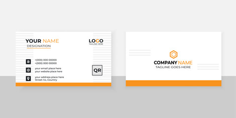 Modern creative design business card template vector illustration set for web interface layout with rectangular white and orange shape