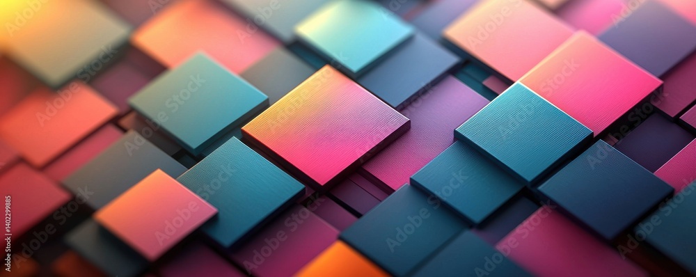 Poster abstract colorful geometric pattern with layered vibrant square shapes