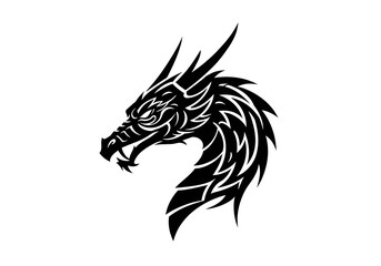 Naklejka premium Tribal Dragon Head: A Fierce and Intricate Design