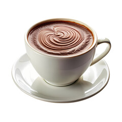 Hot Chocolate Drink in White Mug on transparent background