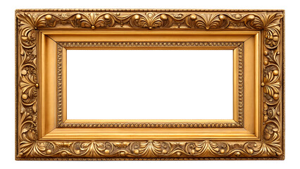 Ornate gold picture frame isolated on white