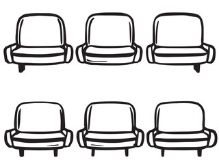 Upholstered Bench line art illustration