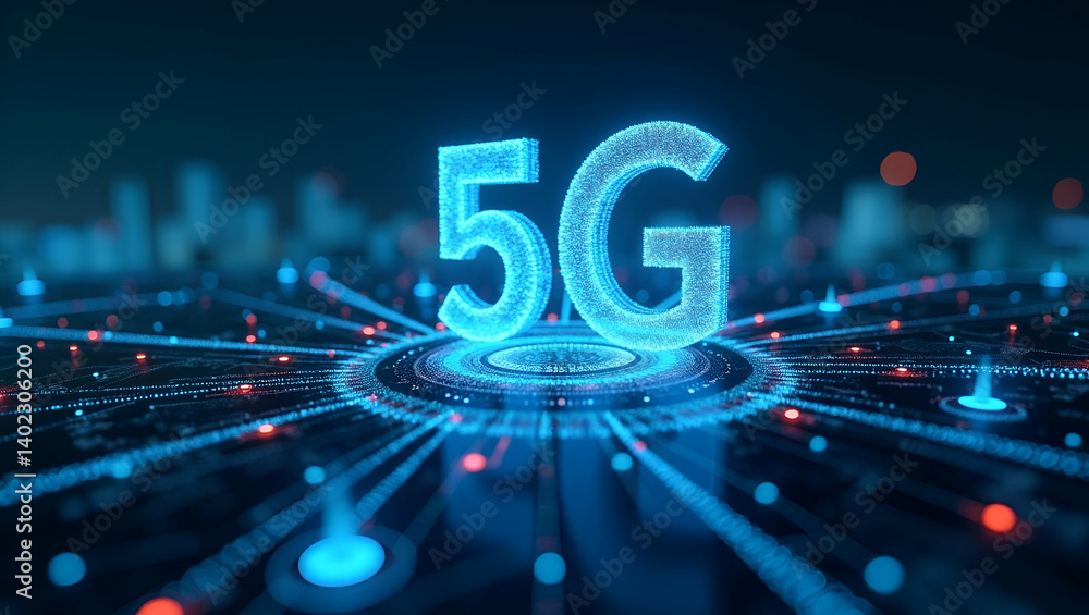Poster state-of-the-art 5g telecommunication hub: advanced mobile networks, high-speed data transfer & robu