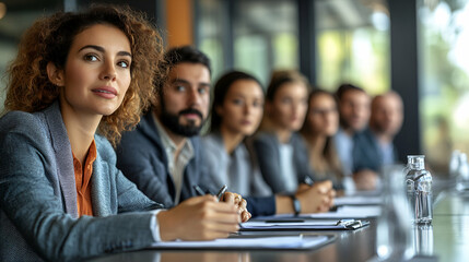 Diverse business team attentive meeting