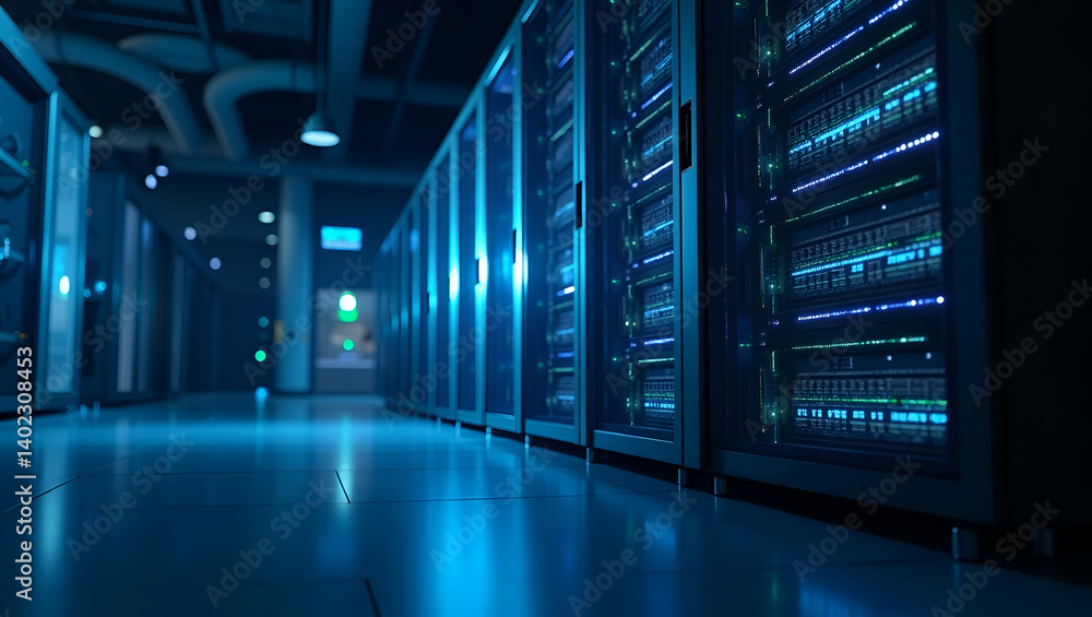 Poster Robust Cloud Server Solutions: High-Performance Computing, Secure Data Storage & Scalable Virtualization for Reliable Enterprise Digital Operations in Photo Stock Concept