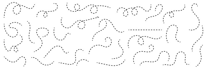 Path travel dotted line trip dashed trace destination track plan and silhouette, travelling symbol vector illustration . EPS 10 . 