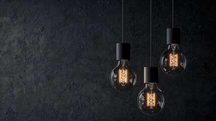 Black minimalist loft chandelier with LED filament bulb in dark ambiance highlighting minimalist lighting design aesthetics