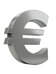 Obraz premium 3d rendered Euro symbol, Silver color, 3d digital rendered illustration on a transparent background