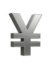 Obraz premium 3d rendered Japanese Yen symbol, Silver color, 3d digital rendered illustration on a transparent background