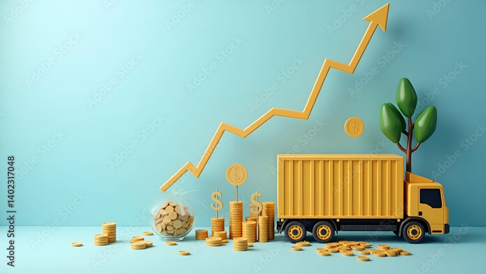 Poster high quality visual of escalating cost of goods due to supply chain constraints, rising production i
