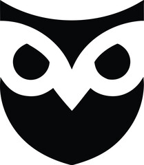 Bold, high-contrast owl emblem combining symmetry, sharp angles, and fluid line transitions
