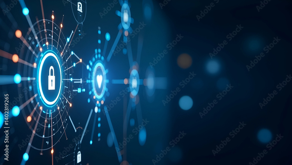 Poster innovative cybersecurity safety solutions delivered by specialists integrating advanced encryption c