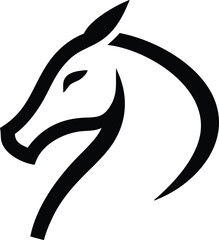 Stylized stallion profile rendered in dynamic curved lines, emphasizing power and grace through negative space