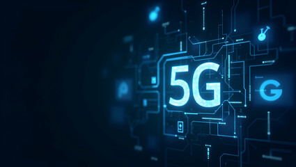 Sophisticated 5G Business Solutions: Innovative Digital Interfaces & Modern Corporate Design Enhancing Enterprise Connectivity - Photo Stock Concept with Empty Space