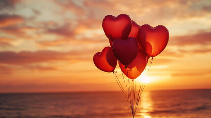 Fototapeta premium Romantic Valentines Day Living Room with Heart Balloons and Soft Lighting Perfect for a Loving Message (2)