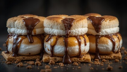 Delicious s'mores dessert kitchen food photography cozy atmosphere close-up treats