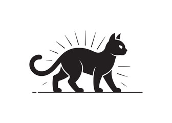 Simple black silhouette of a cat, perfect for graphic design.