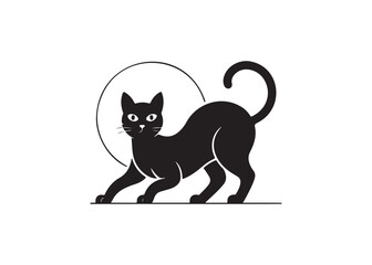 Simple black silhouette of a cat, perfect for graphic design.