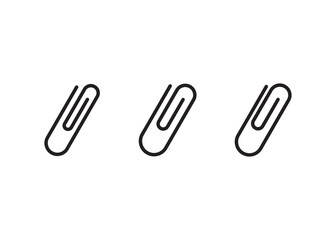 Three simple black outline paperclips on a white background