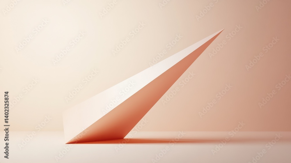 Poster the shape of a 3d triangular wedge against a subtle minimalist gradient background illustration