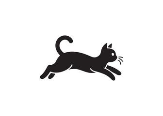 Simple black silhouette of a cat, perfect for graphic design.