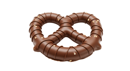 Brown Chocolate Covered Pretzel with Nuts on Transparent Background